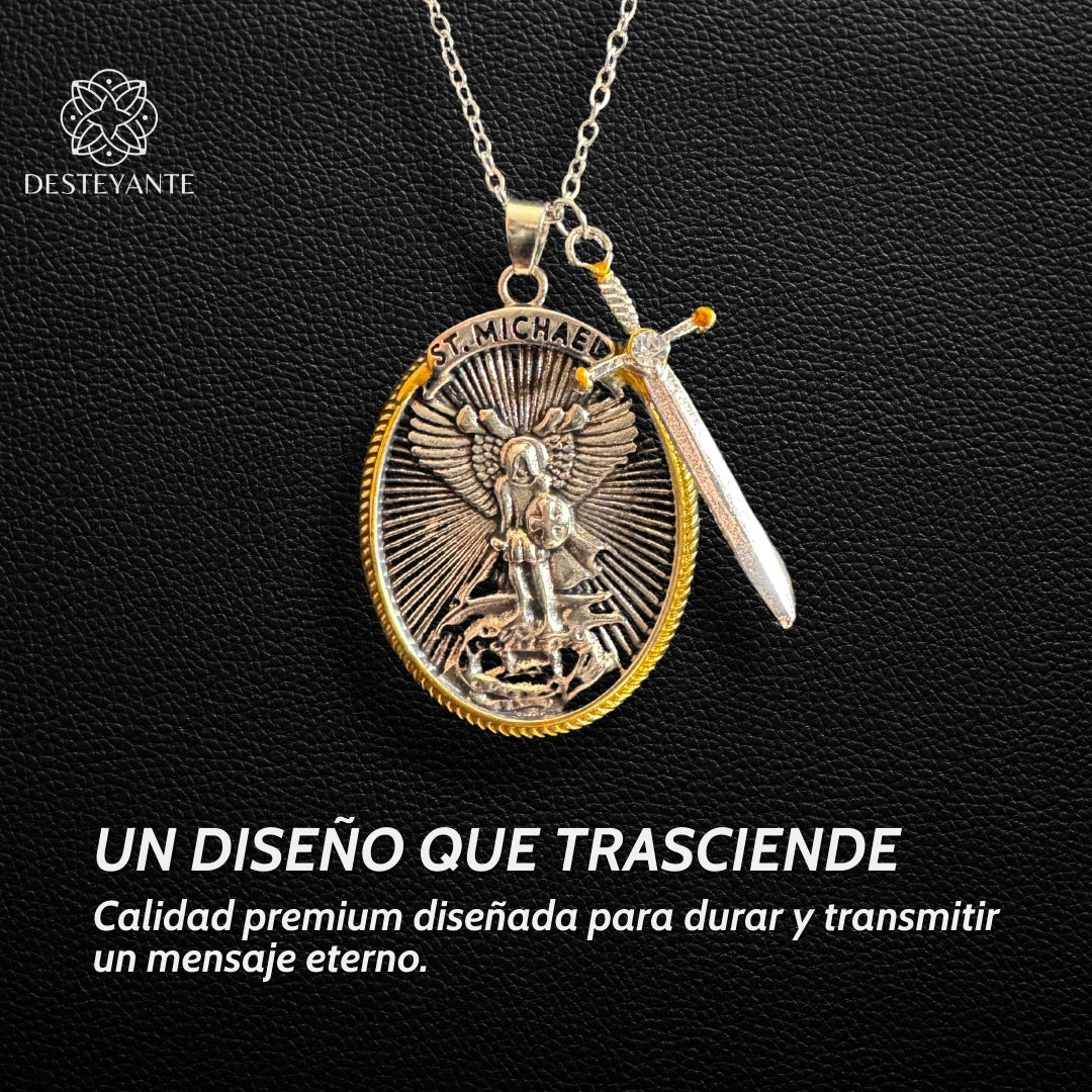 Collar San Miguel Arcangel Bañado en Plata