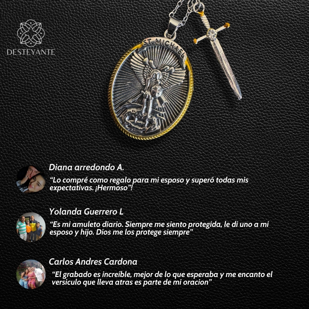 Collar San Miguel Arcangel Bañado en Plata