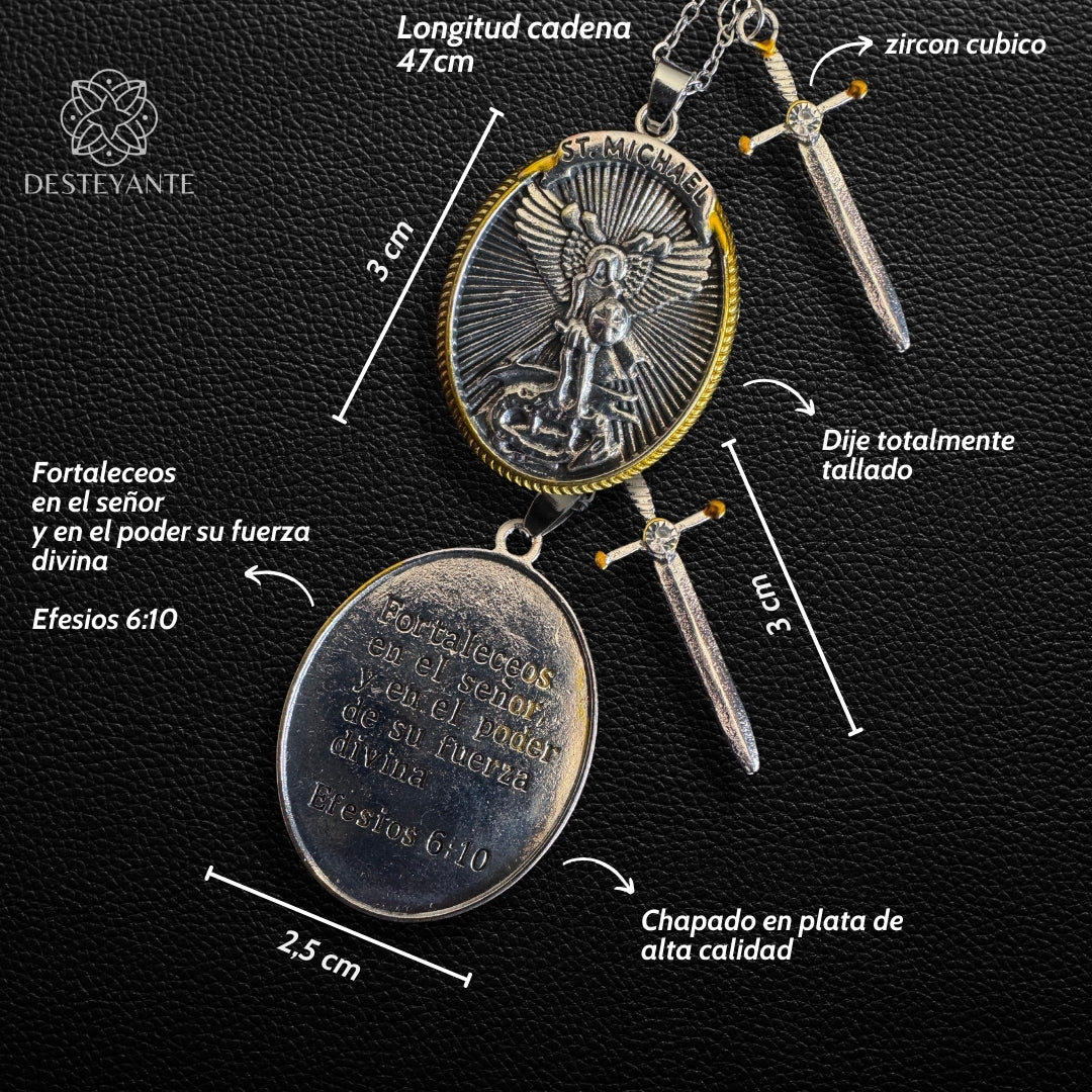 Collar San Miguel Arcangel Bañado en Plata