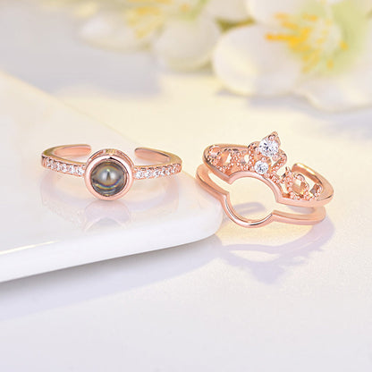 Anillo Corona Te Amo en 100 idiomas Oro Rosa